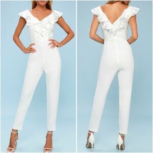 Keepsake the Label "Radar" Ivory Ruffle Jumpsuit